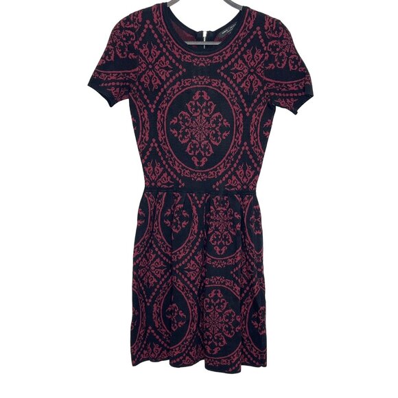 Romeo & Juliet Couture Sweater Dress Small Red Black Flare Mini - Picture 1 of 12